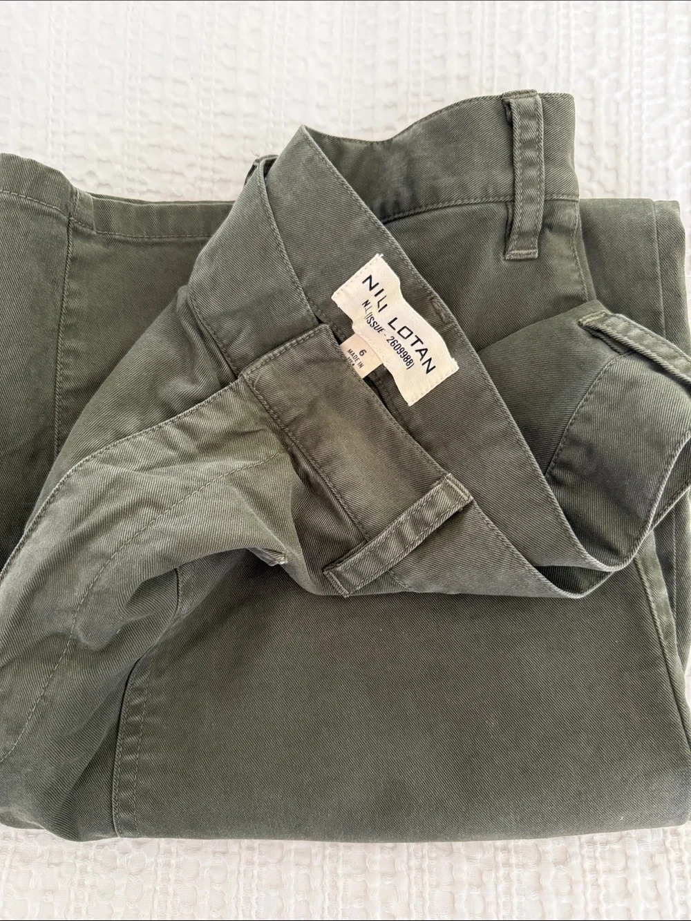 NILI LOTAN Shon Cotton Twill Barrel-Leg Size 6 Camo Olive Green color - Picture 2 of 12